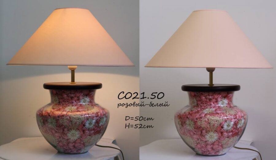 Настольная лампа с цветами С021-50 розов