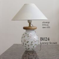 Настольная лампа с ручной росписью В024 белый клевер