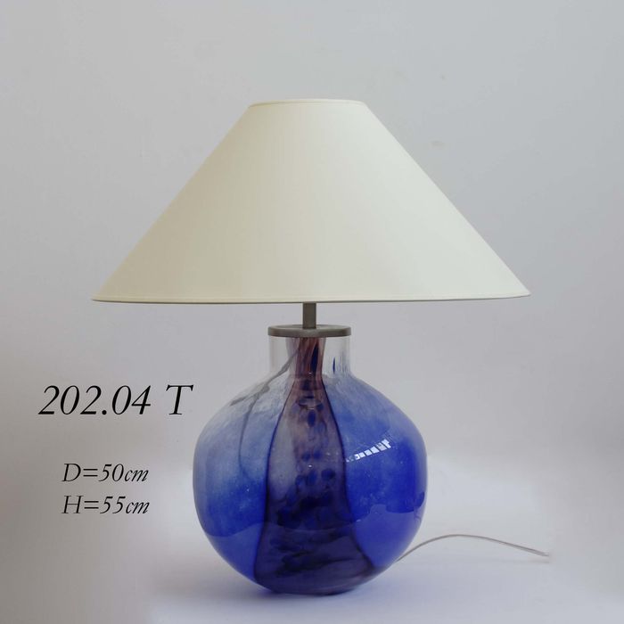 Настольная лампа из стекла 202.04Т голубая