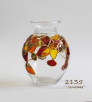 Стеклянная ваза с ручной витражной росписью 2135 "Татьяна"